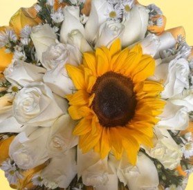 Ramo de 48 Rosas con 1 girasol