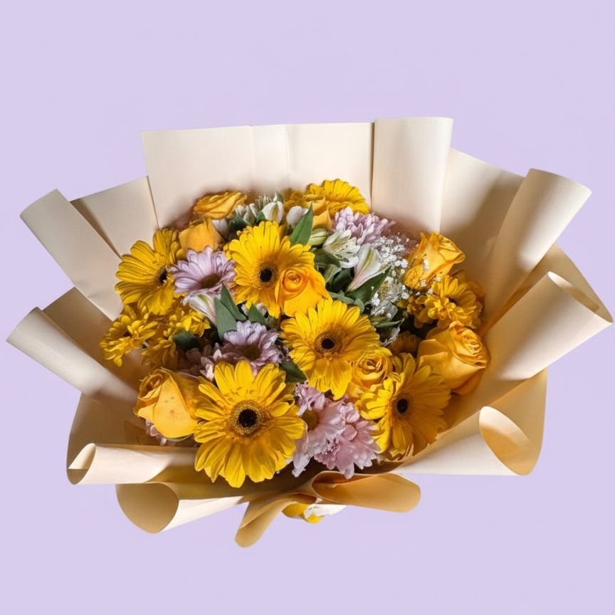 Ramo de Rosas con Gerberas Amarillas