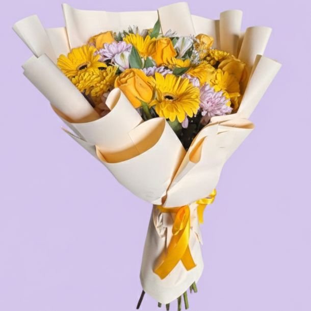 Ramo de Rosas con Gerberas Amarillas