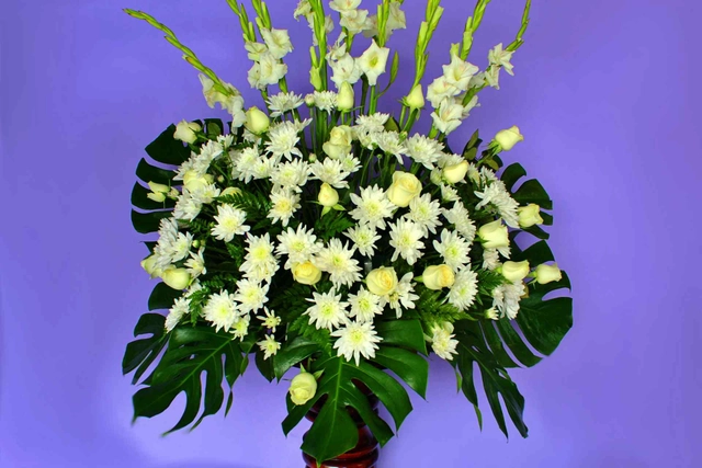 Arreglo Fúnebre con Rosa Blanca
