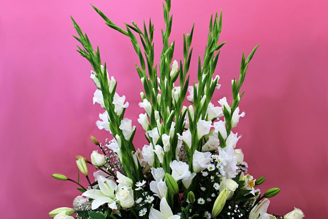 Pirámide de flores blancas