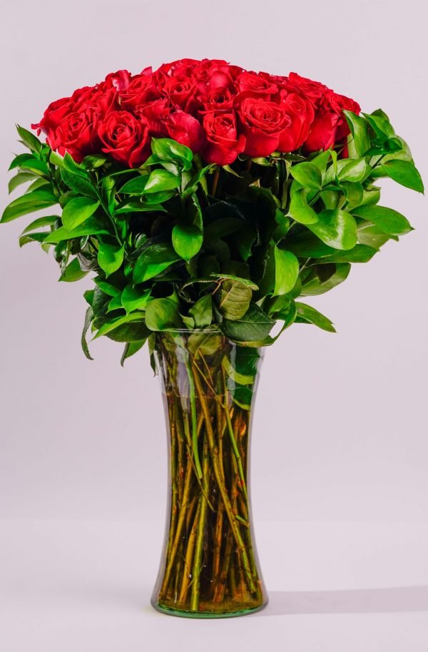 100 Rosas Rojas en Jarrón