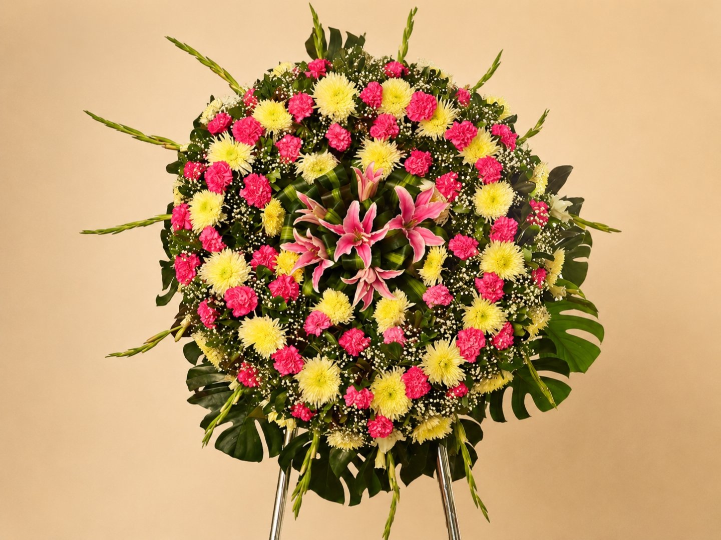 Corona Funeraria con Clavel y Stargacer