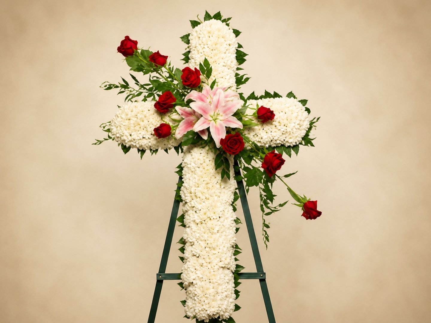 Arreglo Funerario en Forma de Cruz